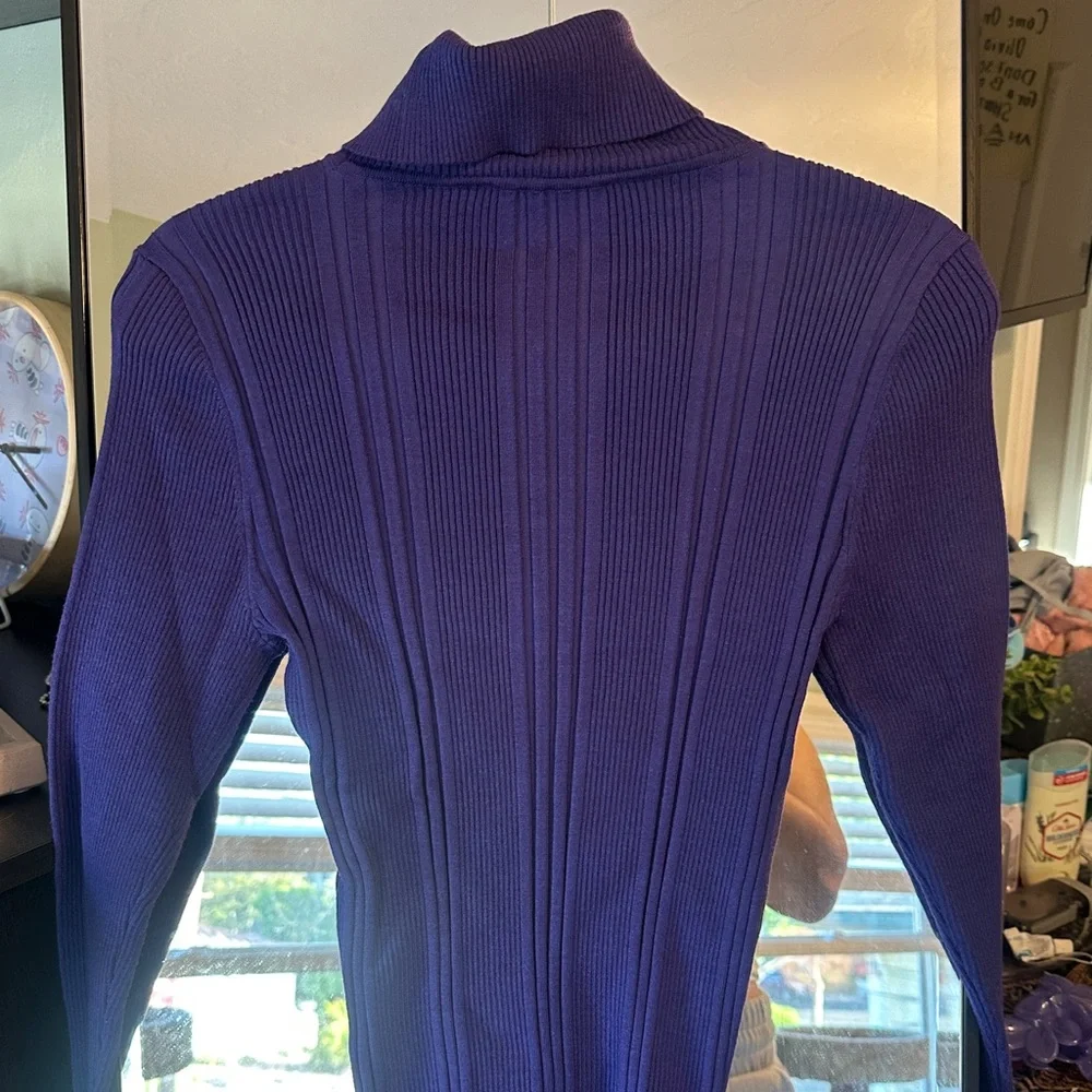 White House Black Market Purple Ribbed Turtleneck Sweater - Picture 9 of 10